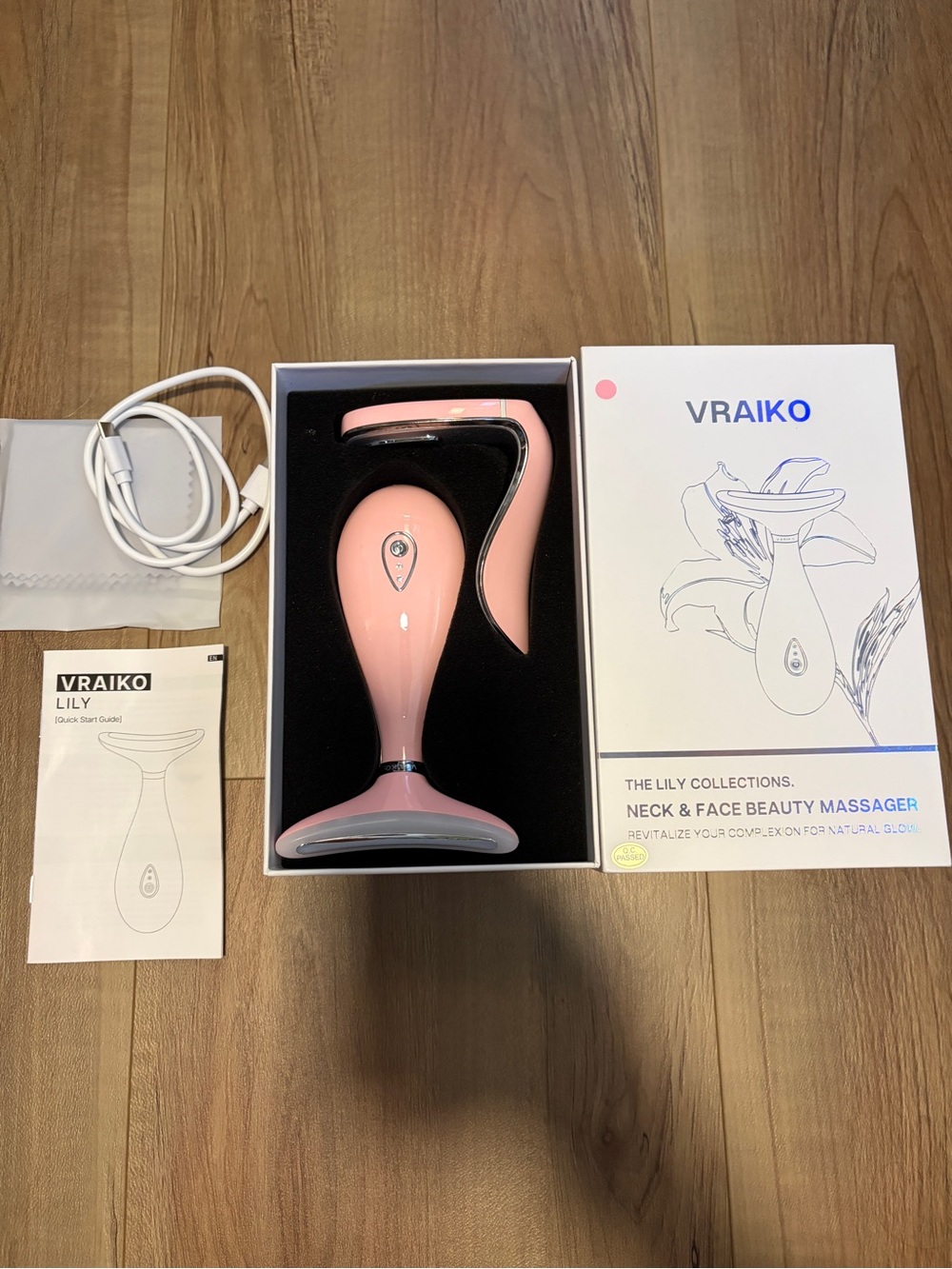 VRAIKO Pink Neck & Face Beauty Massager — Rechargeable Facial & Neck Device